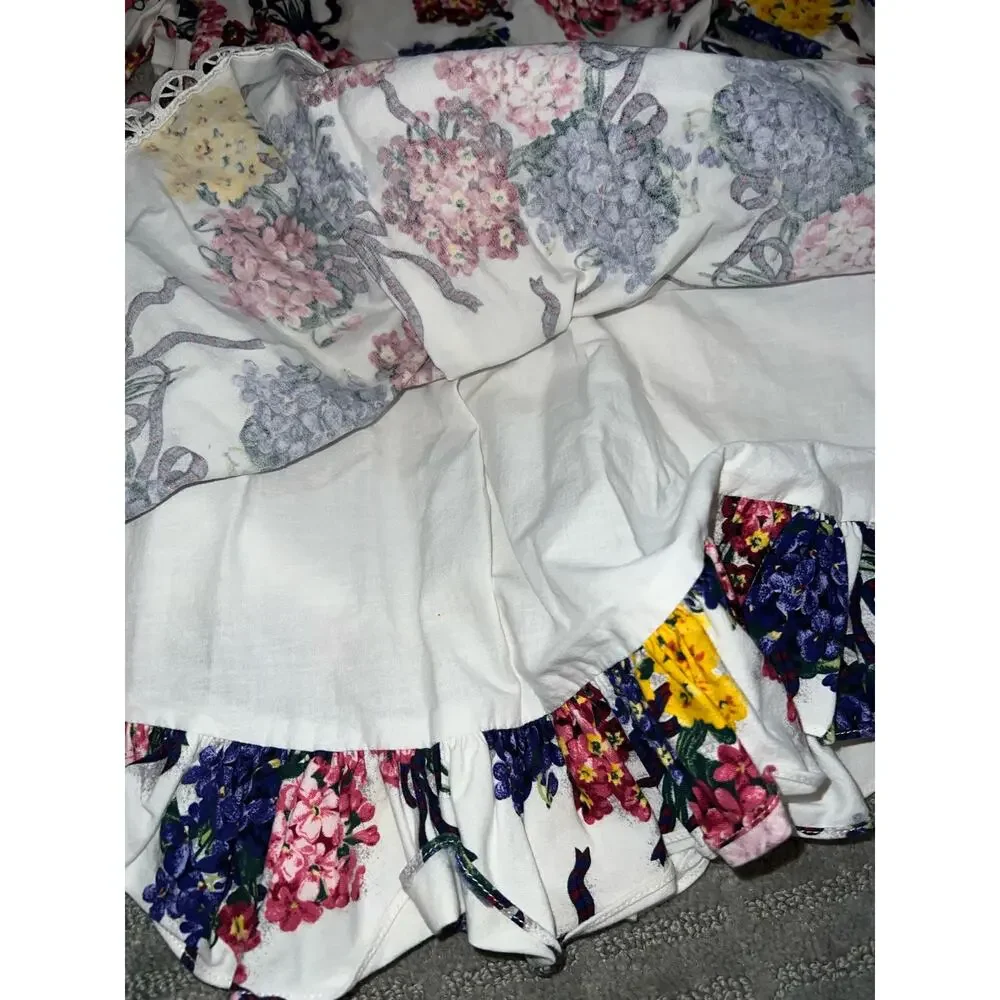Vintage Mousefeathers girls floral ruffled lace collared prairie dress girls 4T
